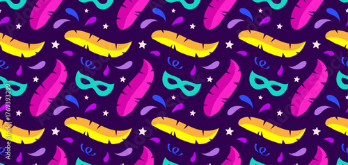 carnival seamless pattern, background, decoration for fabric, textile, wallpaper, wrapping paper, cover, vector