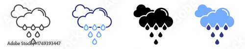 rain icon set multiple style