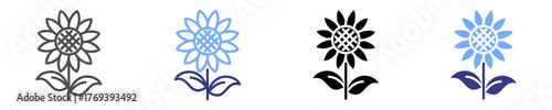 sun flower icon set multiple style
