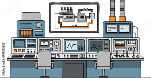 Industrial Control Room Operations Center isolated on white backround
