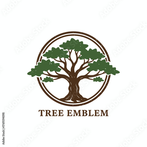 Vintage Oak Tree Life Emblem Logo