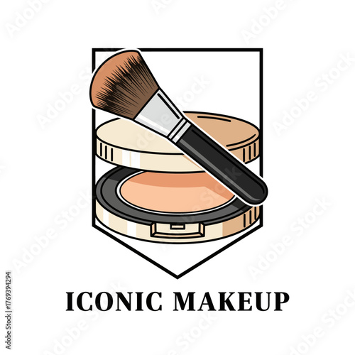 Iconic Makeup Brush and Powder Shield Logo