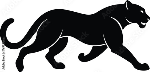 Dynamic running cougar icon on a clean white background