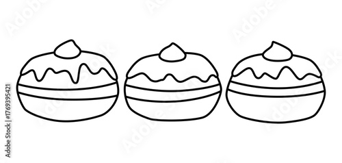 Happy Hanukkah donut icon. Holiday object in cartoon style.