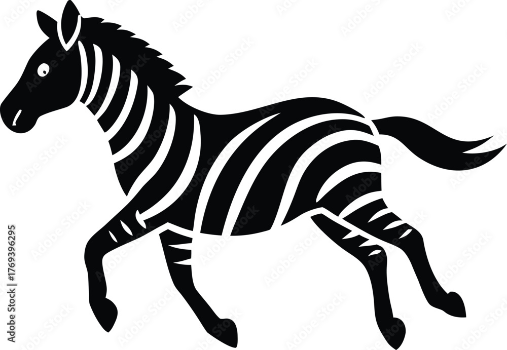 Obraz premium Stylized running zebra icon with a clean white background