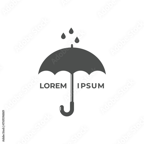 Open Umbrella Silhouette with Rain Drop Icon Symbol Design