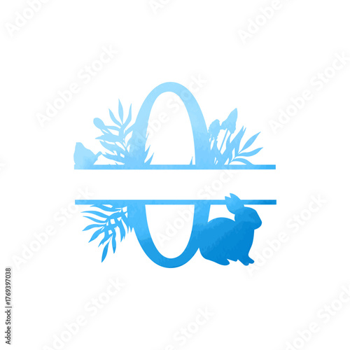 Easter, spring monogram. Number 0 on white background