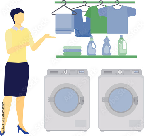 Girl is drying wash clothes.