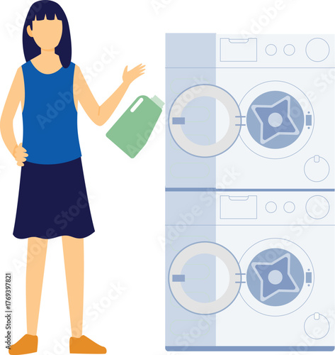 Girl is showing laundry service step