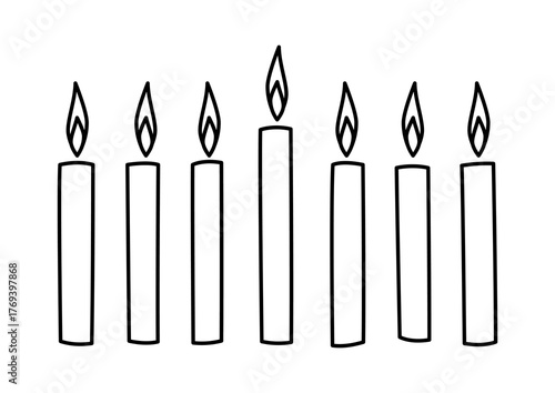 Happy Hanukkah candles icon. Holiday object in cartoon style.