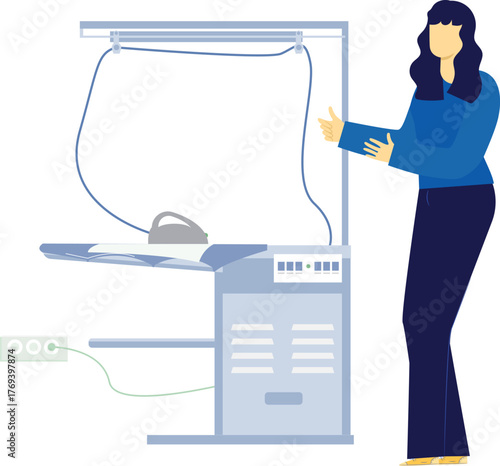 Girl pressing the cloth on iron table