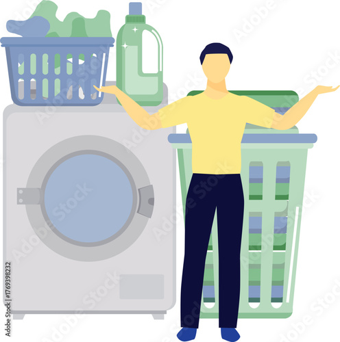 Man showing washing machine