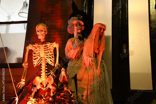 Halloween decorations cover the doorway and staircase of an Upper East Side townhouse in New York, N.Y., Wednesday, Oct. 22, 2025. (Photo: Gordon Donovan)