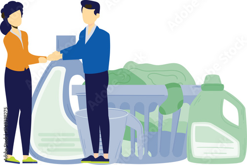 The boy and girl are doing hand shake