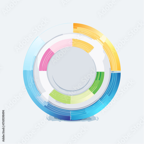 Vibrant circular diagram displaying a gradient of segmented color distributions design