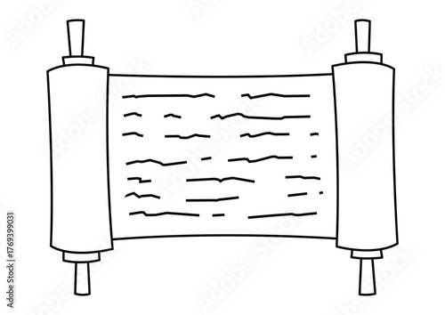 Happy Hanukkah Torah scroll icon. Holiday object in cartoon style.