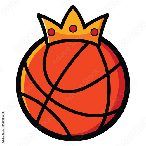 Basketball with crown for sport or king concept