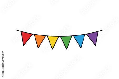 Vector colorful rainbow bunting flag garland