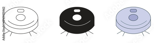 Robot Vacuum Cleaners Icon Set. Vector Illustration .