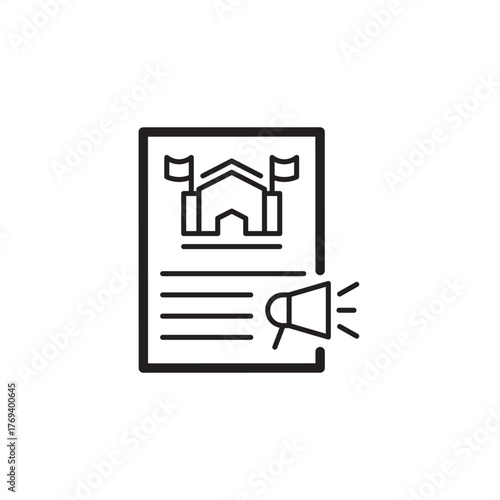 Regulatory reporting icon symbolizing official disclosure and documentation, representing modern corporate governance, specialized compliance filing, and public accountability systems.