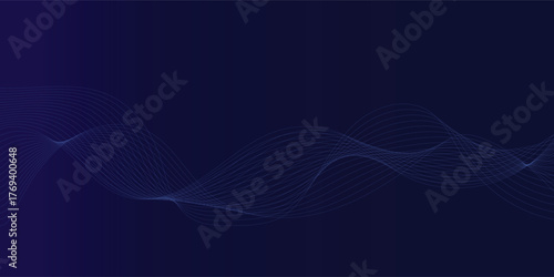 Abstract glowing wave lines on dark blue background. Dynamic wave pattern. Modern flowing wavy lines. Futuristic technology concept. eps 10