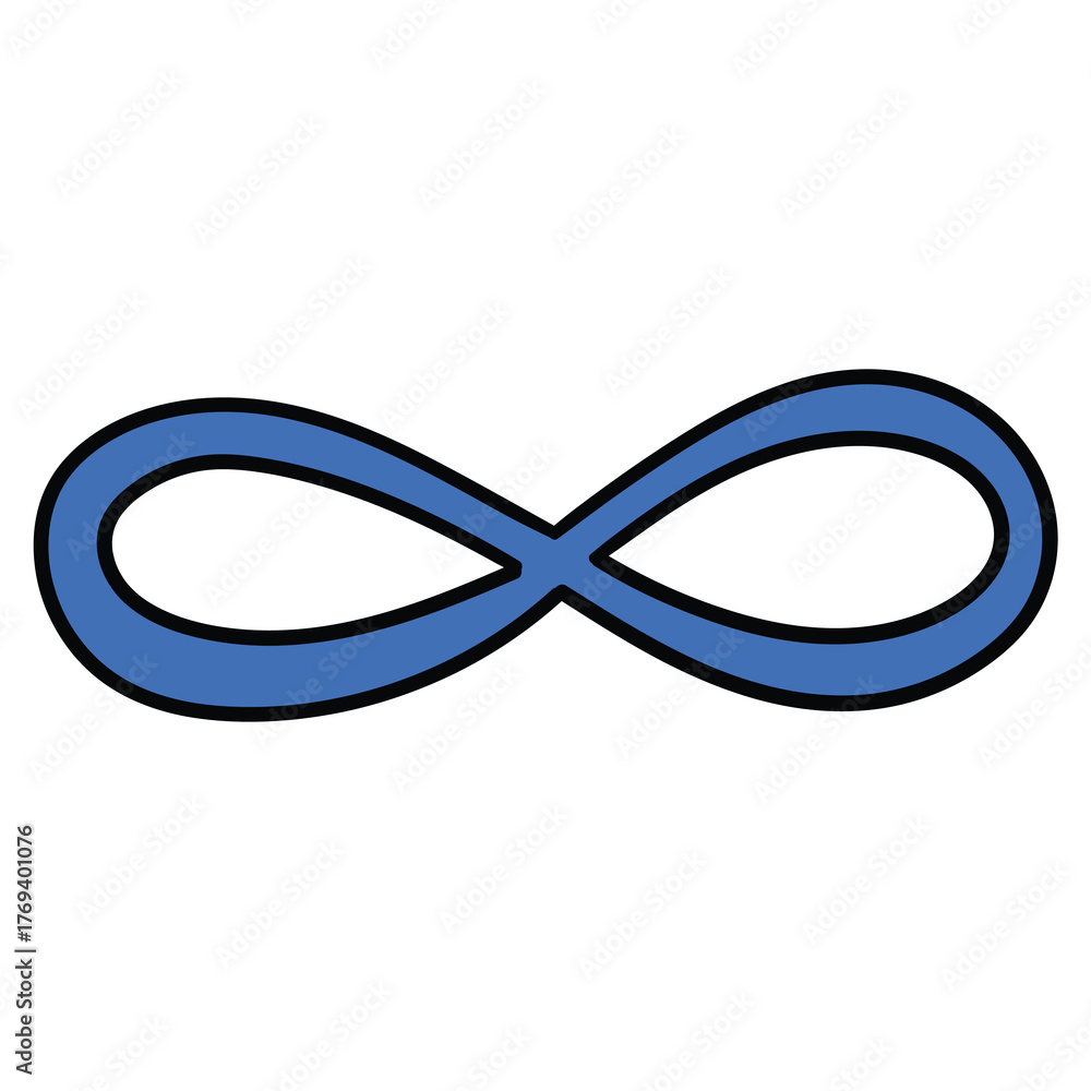 Fototapeta premium Hand-drawn cartoon blue sign of infinity on a white background.