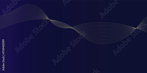 Abstract glowing wave lines on dark blue background. Dynamic wave pattern. Modern flowing wavy lines. Futuristic technology concept. eps 10