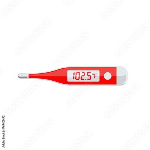 Digital Thermometer Showing High Fever of 102.5 Degrees Fahrenheit