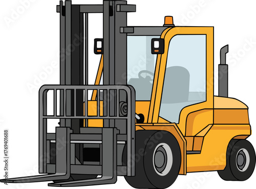 Yellow Forklift Industrial Vehicle Illustration isolated on white backround