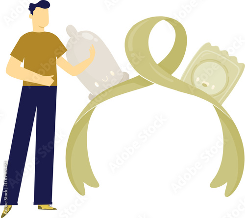 The man is showing sexual protection