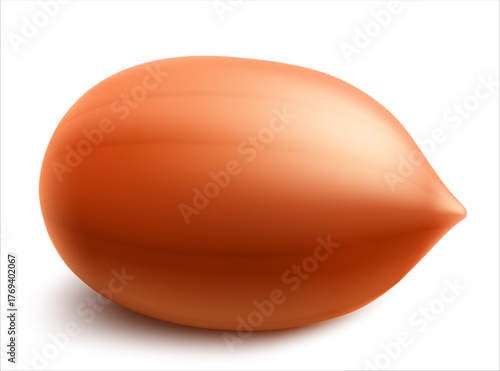 Peanuts isolated on white background. For packaging with peanut butter, a mixture of nuts. Vegetable protein for vegetarians, a healthy product. Realistic vector 3D illustration.