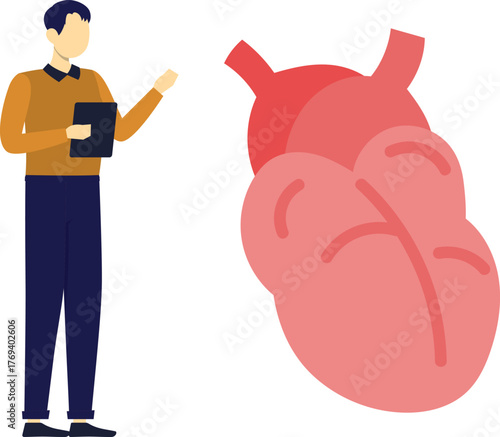 Boy is pointing heart vein