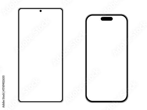 Smartphone mockup displayed on a white background, suitable for showcasing mobile app interfaces, website designs, or digital product presentations.