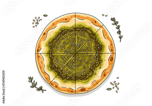 A large bowl of layered pasta with spaghetti, macaroni, meat, and red tomato sauce, served with an extra side of sauce.