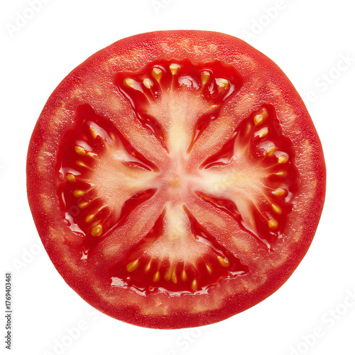 Wallpaper Mural Fresh red tomato slice isolated on transparent background — juicy ripe vegetable close-up with seeds and pulp texture Torontodigital.ca