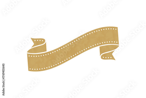 Gold ribbon banner illustration with elegant curved design