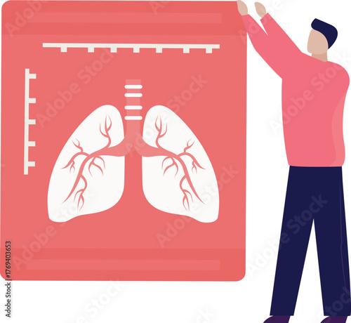 The man is presenting lungs awareness book.