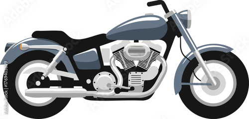 Flat Design Cruiser Motorcycle isolated on white backround