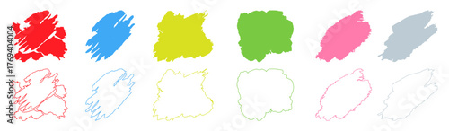 set of watercolor background with clouds, watercolor circles brash multicolored. solid brushstroke, splash vector,  Ink paint brush stain. multicolor splatter spot. Watercolor pastel splash. 