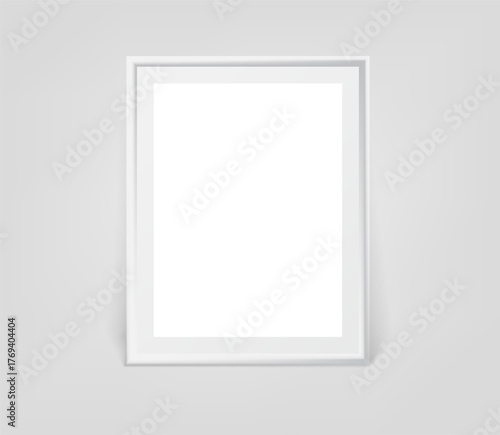 Empty picture frame on the sall. 3d vector mockup