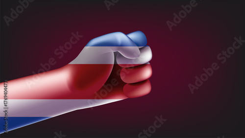 Fist with flag of Costa Rica. 3d vector illustration