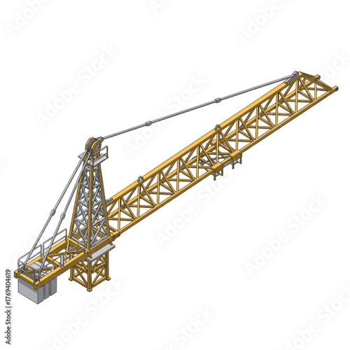 Yellow crane, construction equipment for lifting loads