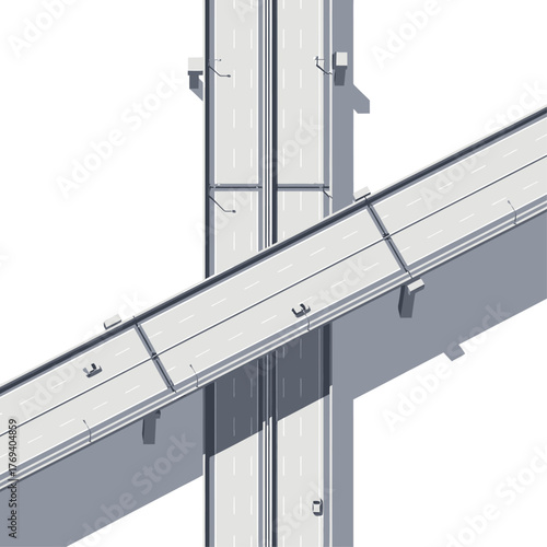 Aerial view of crossing highways, top down perspective