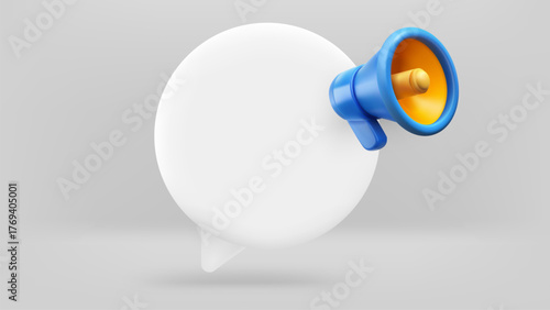 Speech balloon with megaphone. ed vector illustration with copy space