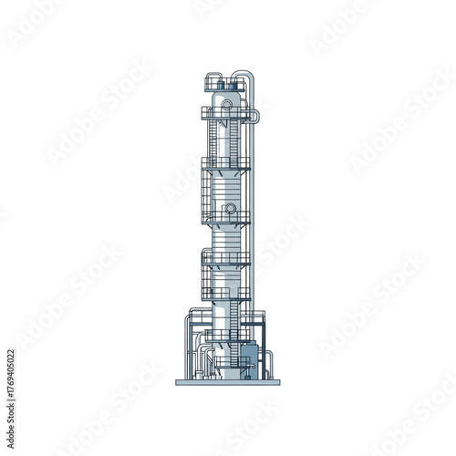 Simple Petrochemical Industrial Reactor Tower Illustration