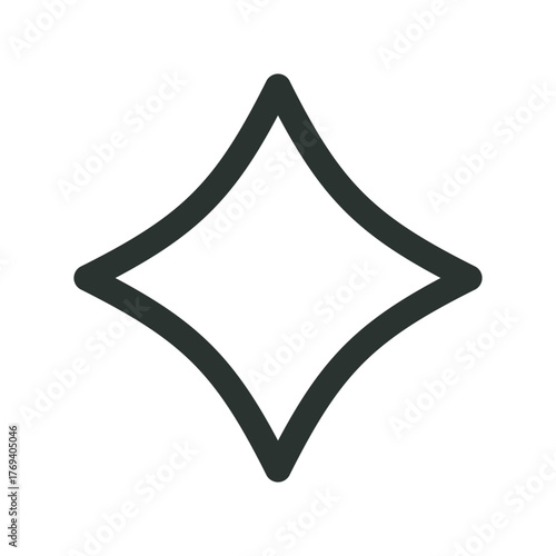 Four corner star outline symbol. 4 corners star astrological symbol with editable stroke