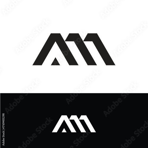 Abstract minimalist logo design featuring three connected letter A and M shapes with a modern geometric style