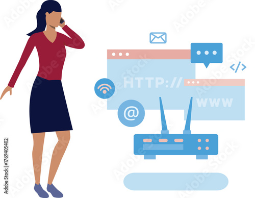 The girl is busy in mobile while programming language