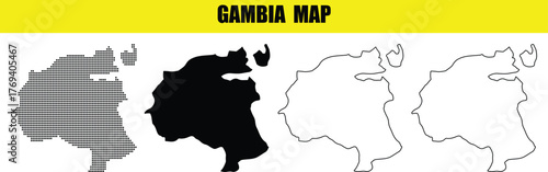 Hand made Detailed vector map of Gambia in multiple styles for infographic and design use Transparent PNG