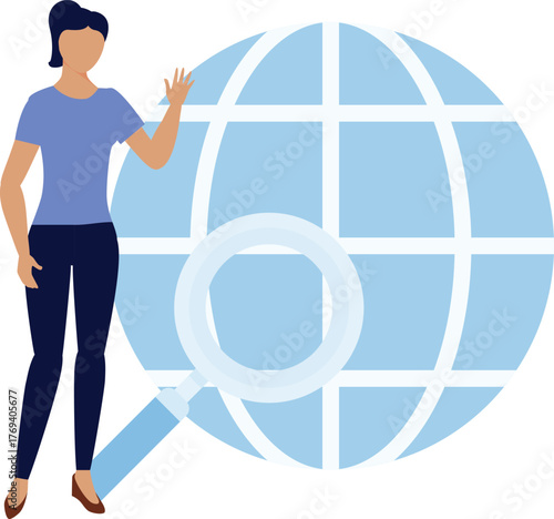 The girl is searching global website